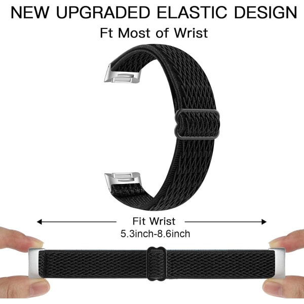 【3-pack】 Elastiskt watch kompatibelt med Fitbit Charge 5, Stretch