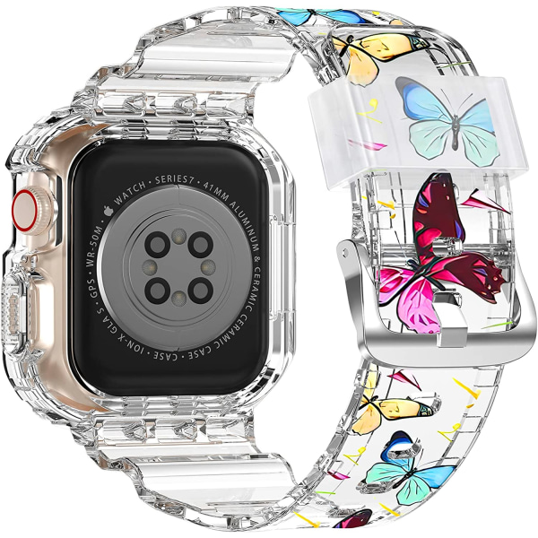 Kompatibel för kristallklara Apple Watch -band, 45 mm 44 mm Butterfly 38/40/41mm