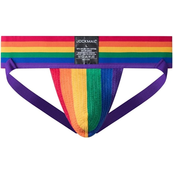 2025 Senaste Modell Herr Jockstraps Underkläder Atletisk Support Bred Bälte Bekväm Herr Sport Jockstrap 9 Färger Regnbåge X-Large
