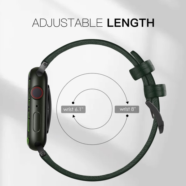 Läderband som är kompatibla med Apple Watch 45 mm 42 mm 44 mm Mountain Green 42/44/45 mm