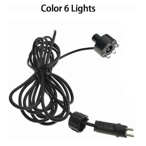 RGB 6 LED AC12V Vandfunktion Springvandslampe, 2-bens forbindelse, Undervandsdamlampe, Vandfunktionslampe, Sort