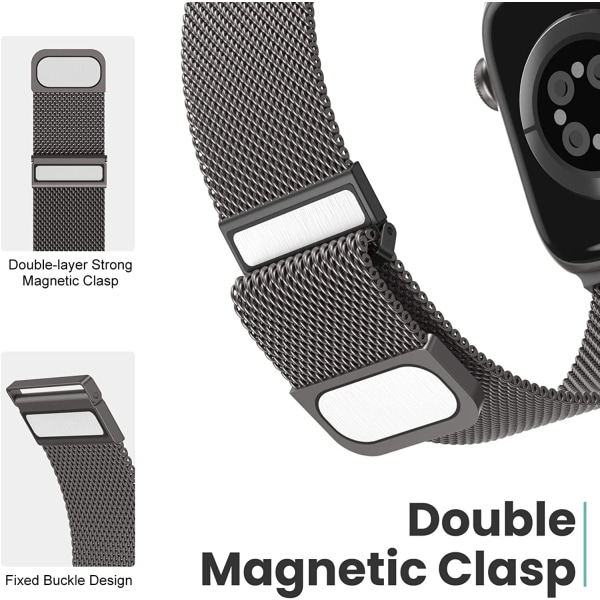 Magnetiskt armband för Apple Watch Band 41mm 40mm 38mm 49mm 45mm Space Grey 38MM/40MM/41MM