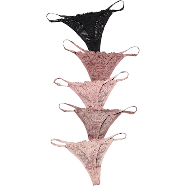 2025 Senaste Modell Dam 5-pack Blommig Spets Justerbara Låg Midja Bekväma Underkläder Trosor Set Flerfärgade Stora