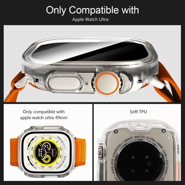 [2-pack] case som är kompatibelt med Apple Watch Ultra Clear 49mm