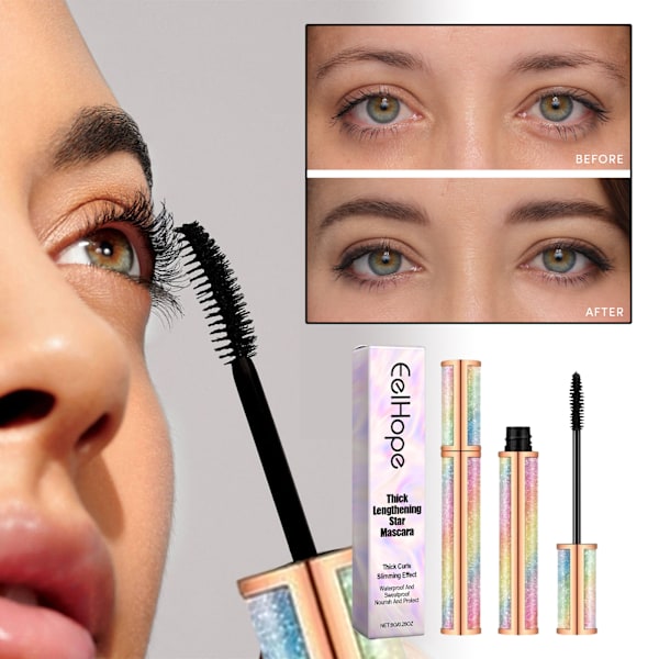 2025 Senaste Modell Lång och Volymgivande Mascara, Naturlig Smal Svart Volymgivande Vattentät Mascara som Inte Kladdar Lätt