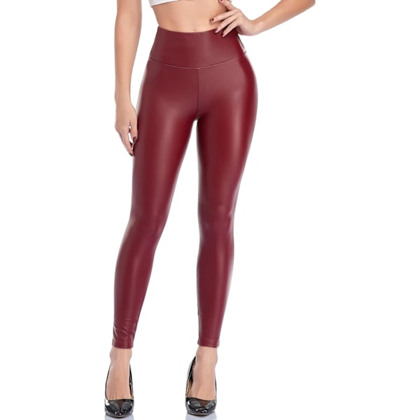 2025 Senaste Modell Dam Faux Läder Leggings Hög Midja Konstläder Byxor för Kvinnor Svart Stretchig Sexig PU
