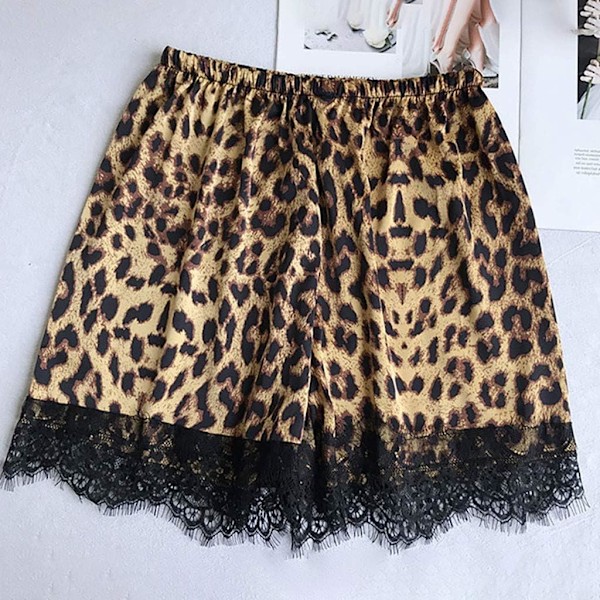 2025 Senaste Modell Satin Silk Nattlinne Dam Sexig Långärmad Leopardtryck Spetsunderkläder Morgonrockar Sling Sovkläder Pyjamasset Under