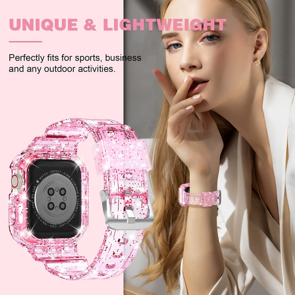 Kompatibel med kristallklara Apple Watch-armband GlitterPink 42/44/45mm