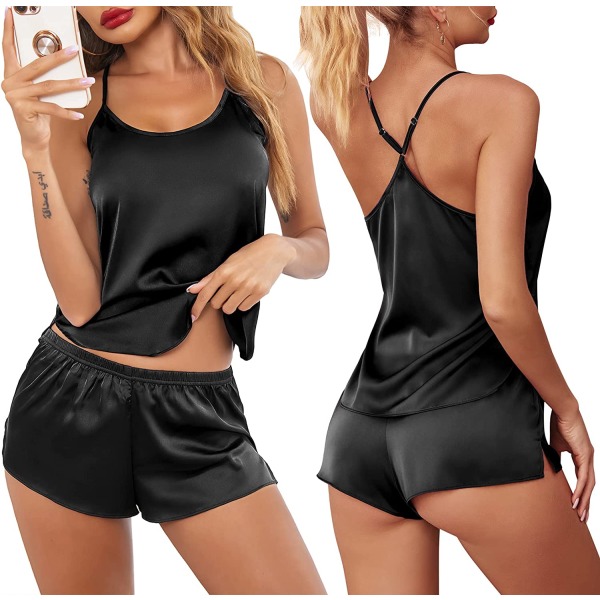 2025 Senaste Modell Pyjamas Dam Sexiga Underkläder Satin Sovkläder Siden Cami Shorts Set Mjuka Sov Pjs 2 Delar Nattkläder Present