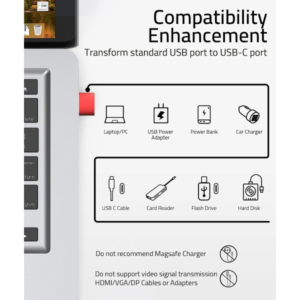 USB C Hona till USB A Hane Adapter 3-pack. Typ C Laddare