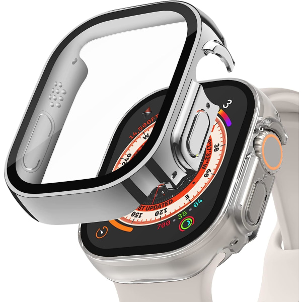 2-pack case kompatibel med Apple Watch Ultra 49Mm med härdat Silver/Clear 49mm