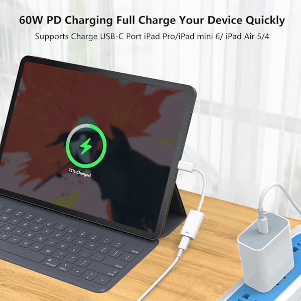 Högkvalitativ, helt ny USB C till Lightning Hörlursljudadapter för iPhone 16 15 Plus Pro Max med Laddning och Data, Typ C Hane till F