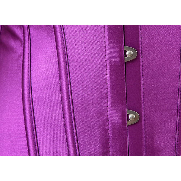 Bustier korsetttopp för kvinnor Sexiga underkläder set svart satin Purple 5XL