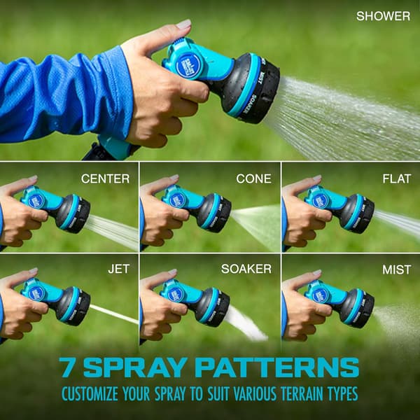 102 Heavy-Duty Metal Multi-Function Hose Nozzle with Smart Throttle and 7 Sprayer Patterns