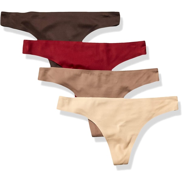 Stretchtrosor med sömlösa sömlösa underkläder för kvinnor, 4-pack Earth Tones L
