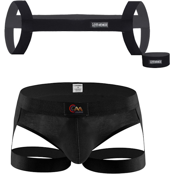 2025 Senaste Modell Herr Tanga Underkläder Sexig Outfit Legging Remmar Set Linnen Bröstremmar Åtsittande Kalsonger Set Svart S