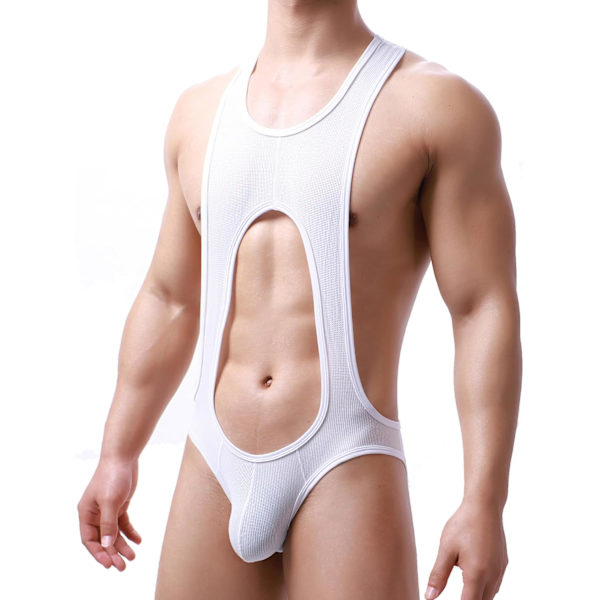 2025 Senaste Modell Herr Brottning Body Stringunderkläder Trikå G-string Vit Stor