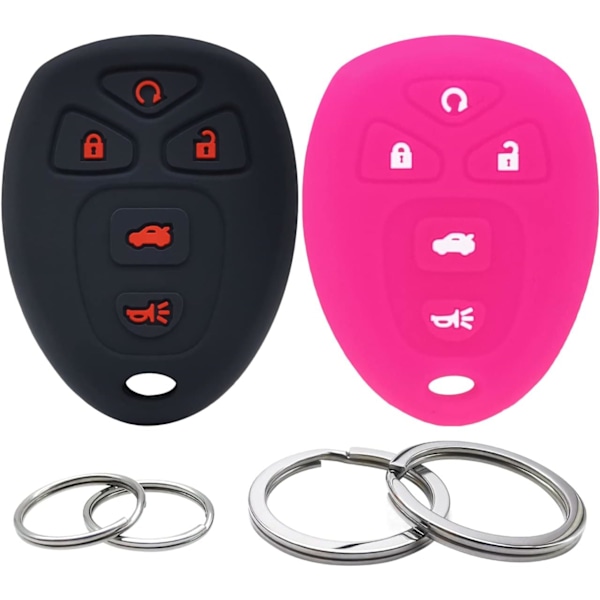 2 st Silikon 5 Knappar Nyckel Fob Skydd Fjärrkontroll Skal Kompatibel med Chevrolet Malibu Suburban Tahoe Traverse GMC Acadia
