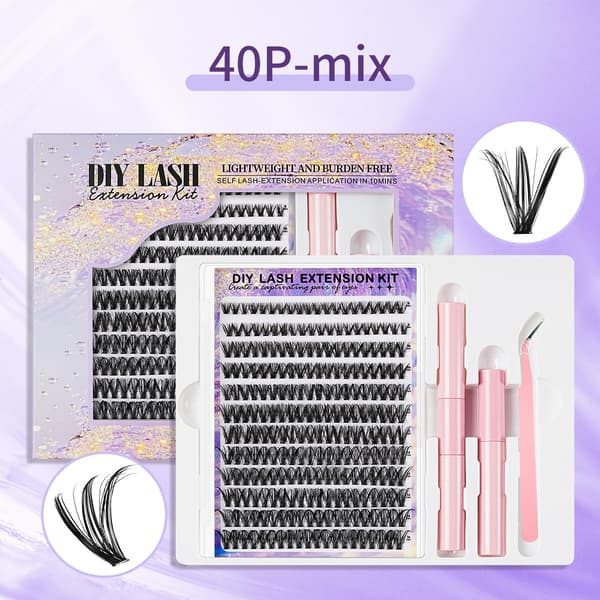 40P Wispy Eyelash Clusters 12 rækker 240 vipper CD Curl DIY Fluffy Natural Look Extensions Kit 40P