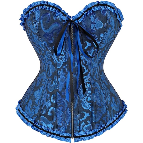 Kvinnors snörda benade överbystkorsett Bustier Lingerie Blue M