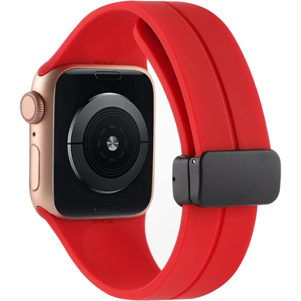 Silikon sportband kompatibelt med Apple Watch 38mm 40mm Red 42mm/44mm/45mm/49mm