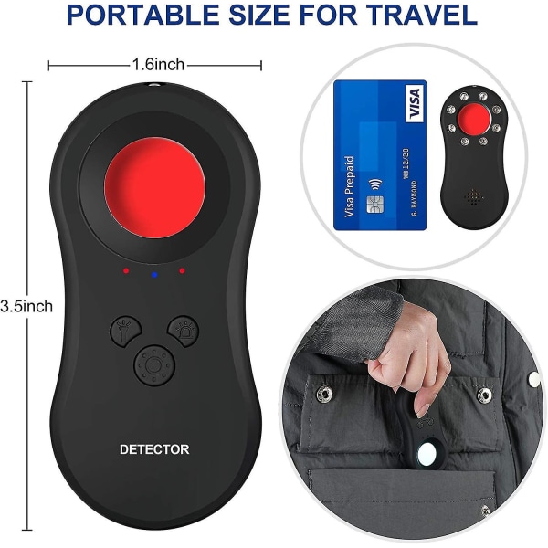 Peep-fri detektor med LED-blixt, bärbart pinhole, bagage och personligt larm 3-i-1 funktionellt försvar