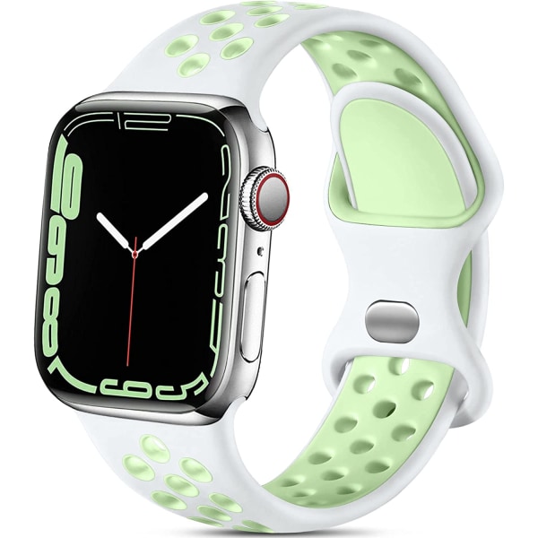 Kompatibel med Apple Watch-armband 41mm 40mm 38mm iWatch White/Green 38mm/40mm/41mm M/L