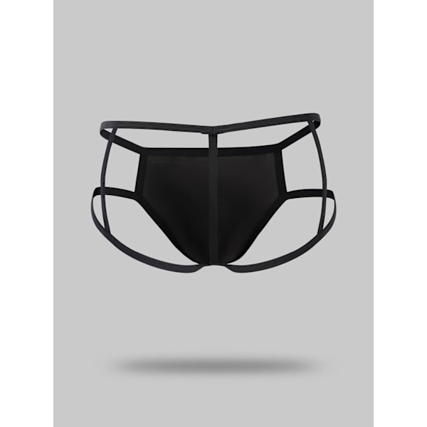 2025 Senaste Modell Herr Utskuren Remtrosa Andningsbar G-string Tanga Jockstrap Underkläder Svart Stor