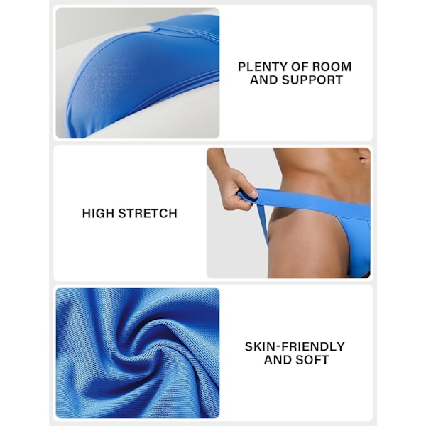 2025 Senaste Modell Herr Klassisk Enfärgad Silkeslen Jockstrap Underkläder Jock Straps Atletiskt Stöd A4-blå-ak7009 Small