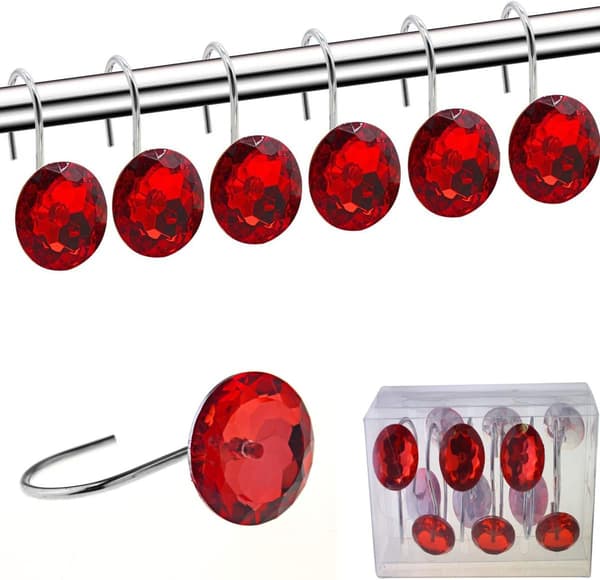 Diamantformade duschdraperikrokar - Akryl strass badringar