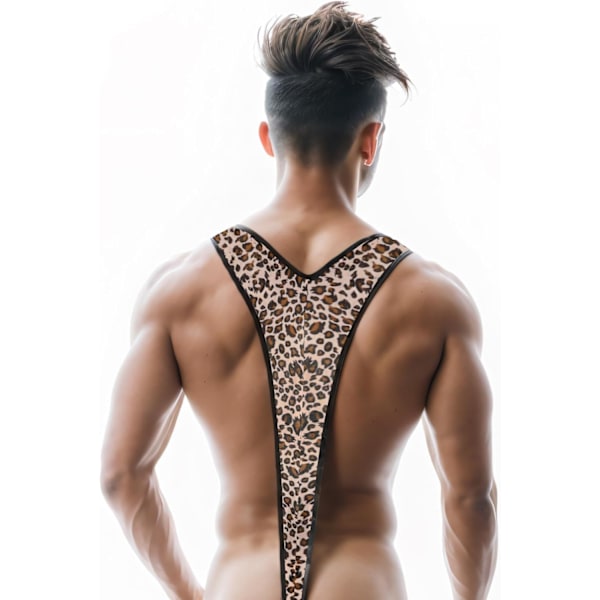 2025 Senaste Modell Herr Mankini Baddräkt V Sling Baddräkt Sexiga Underkläder Singlet Borat Stil Body Halloween Kostym Z-leopard
