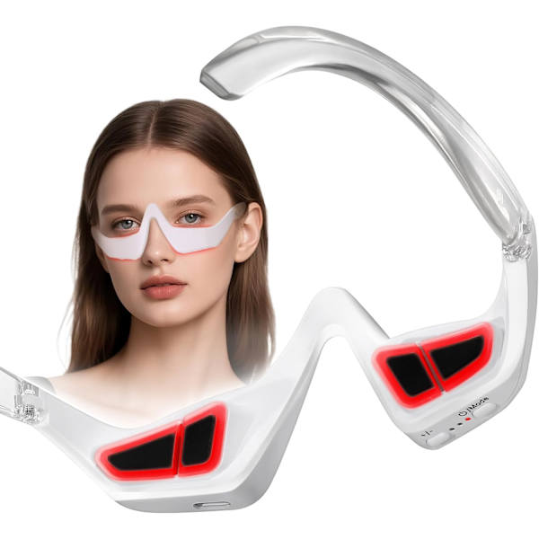 Under-Eye Rött Ljus Terapi Glasögon med 3D-passform & Mikroströmsmassage - Portabel Ögonvård för Mörka Ringar Svullnader & Trötthet från Skärm