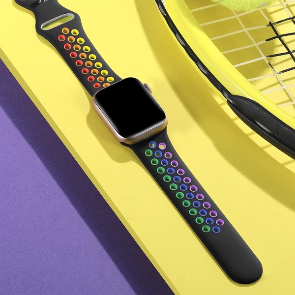 Kompatibel med Apple Watch-armband 45mm 44mm 42mm 49mm Black/Rainbow 42mm/44mm/45mm/49mm M/L