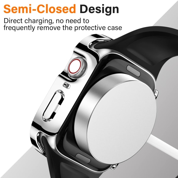2-pack case som är kompatibelt med Apple Watch Series 8 Silver/Clear 45mm
