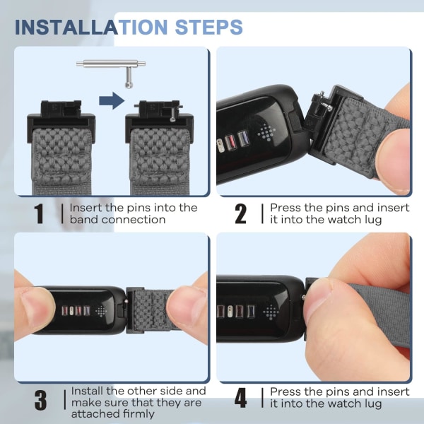 Justerbara elastiska remmar för Fitbit Inspire Series (2-pack)