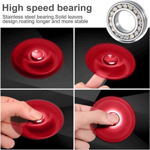 Fidget spinner i rustfritt stål - spinner i 4-10 minutter - egnet for alle aldre, lindrer ADHD-stress (rød)