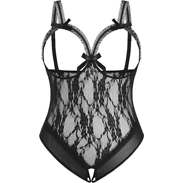 2025 Senaste Modell Stora Storlekar Underkläder Exotiska Teddies Bodysuits En Del Spets Babydoll Nattkläder Svart 4X-Large