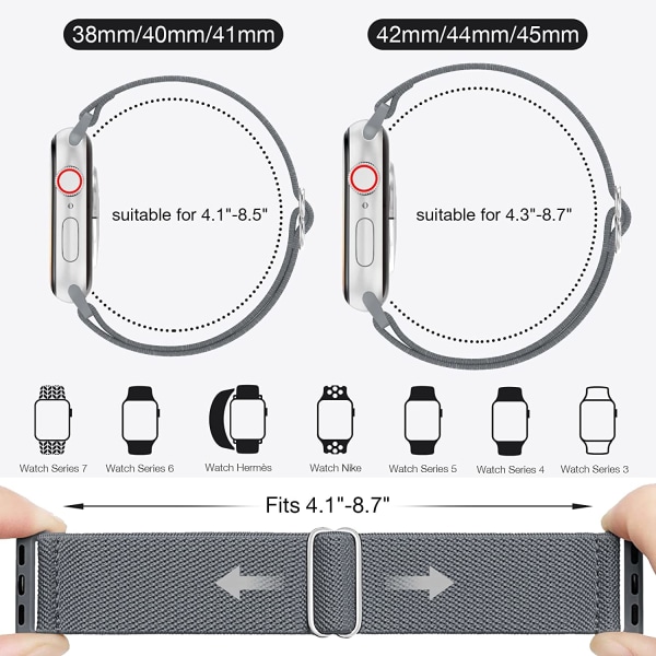 6-pack elastisk nylon för Apple Watch -band 6pcs 4 41mm/40mm/38mm