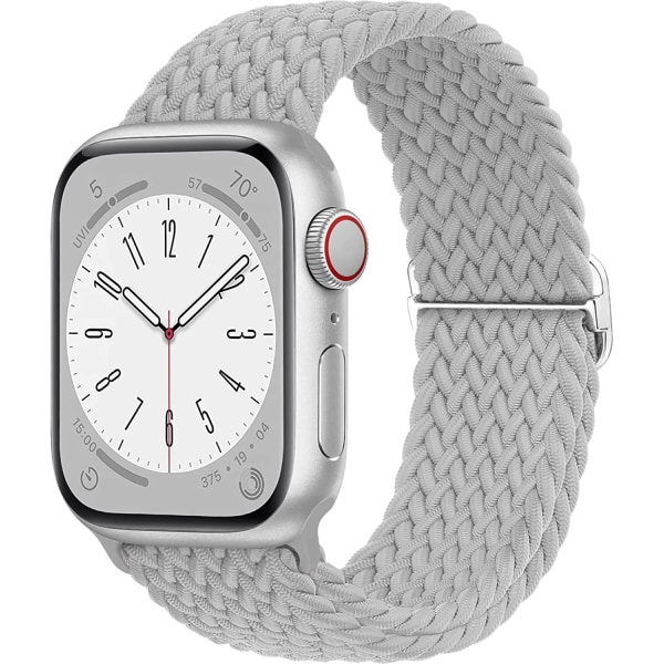 Flätad Solo Loop kompatibel med Apple Watch Band 38 mm Grey 42/44/45/49mm