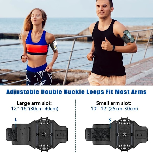 2025 Senaste Modell Löpararmband 360° Roterbart för iPhone 16/15/14/13/Pro Max/Pro/Mini/12/11/SE/Xs/XR/X/8/7/Plus, Passar Alla 4-6 tum.