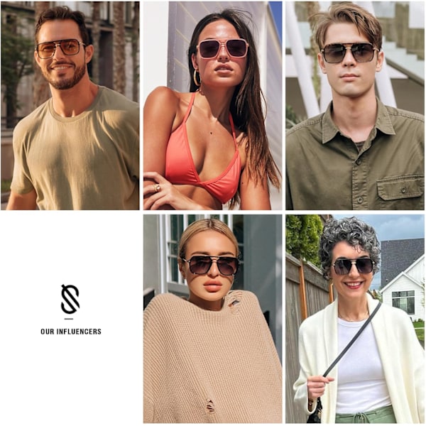 2025 Senaste Modell Solglasögon för Kvinnor & Män, Fyrkantiga, Retro, Polariserade Glas, Trendiga Pilotglasögon, 90-tals Shades Brun/Blå