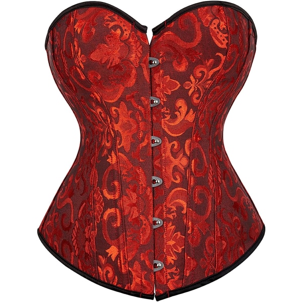 Bustier korsetttopp för kvinnor Sexiga underkläder set svart satin Black Red 7XL