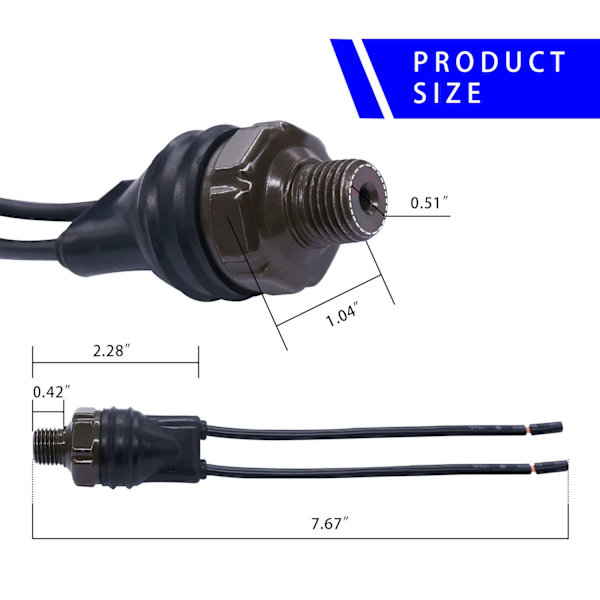Högkvalitativ helt ny Lufttryckskontakt 120-150 PSI Gänga 1/4\" NPT 24V 12V DC Luftkompressor Tryckkontakt med Sladd för Ai