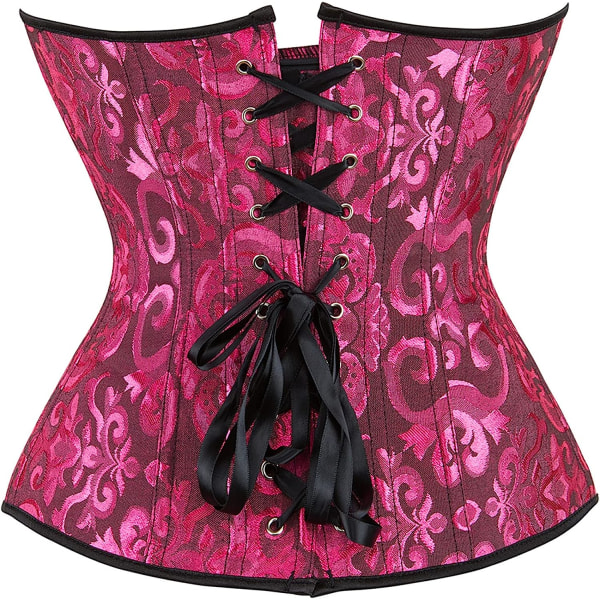 Kvinnors Bustier Korsett Topp Sexig Underkläder Set Svart Satin Black Rose XL