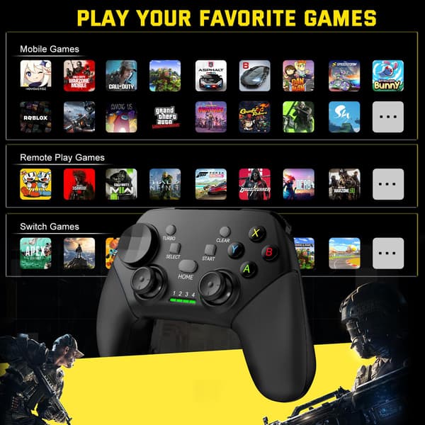 2025 Seneste Model Trådløs Mobil Gaming Controller til iPhone, Android, iPad, Tablet, PC, Telefon Controller med Telefonholder Understøtter Cloud