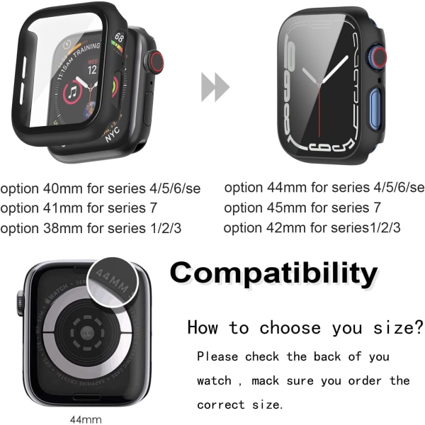Watch Hard PC Bumper, kompatibel med Apple Watch Case 44mm Series SE
