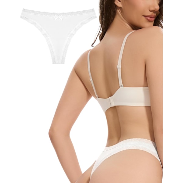 2025 Senaste Modell Sömlösa Trosor för Kvinnor Spets G-string Osynliga Trosor Andningsbara Underkläder Vit*1 Small