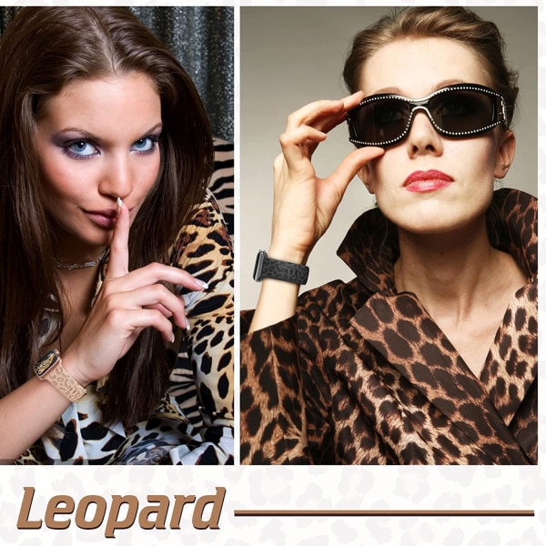 6-pack leopardgraverat band som är kompatibelt med Apple Watch 6pcs 5 42mm/44mm/45mm/49mm