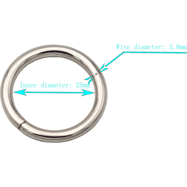 30 st Metall-O-ringar Tunga Extra Tjocka 3,8 mm Tjocklek för Sömnad Nyckelringar Bälten och Hundkoppel (1 tum, Silver) Silver 1 tum