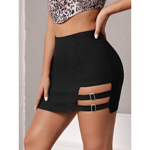 2025 Senaste Modell Dam Utskurna Band Hög Midja Solid Sexig Bodycon Minikjol